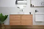 Amazon American Oak Solid Timber Wall Hung Bathroom Vanity Babinet