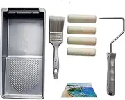 [Magimate] Small Roller Paint Set with Lint-Free Roller Covers, Threaded Roller Handle, 2 inch Paint Brush and Mini Paint Tray for Home Touch-ups and Art Painting – 4 inch Paint Roller Kit (7-Piece)