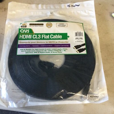 50Meter (49.2 Feet) HDMI Flat Cable Gold Plated High Speed with Ethernet 4K UHD