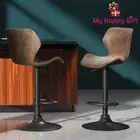 Artiss 2x Bar Stools Kitchen Stool Chairs Metal Barstool Swivel Brown Frawley