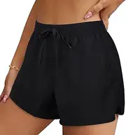 [Risipu] Women Running Shorts Sport Short Quick Dry Lightweight Athletic Gym Workout Shorts, Black, XL