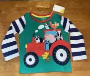 Mini Boden Cotton Green Pepper Tractor Applique Shirt. 9-12 Months. 80 cm
