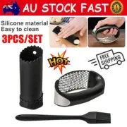 3Pcs Stainless Steel Manual Garlic Press Crusher Squeezer Mincer Kitchen OY