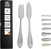Gehring Solingen Fish Cutlery Set Flower I Cutlery Set 12 Pieces I Stainless Steel Cutlery Set for 6 People I Dishwasher Safe I Cutlery for Fish I Fish Knife I Fish Fork I Made in Germany