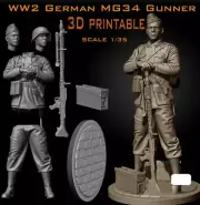 Ww2 German Mg34 Gunner 1/35 Scale High-quality Military Models Kit Resin Printed