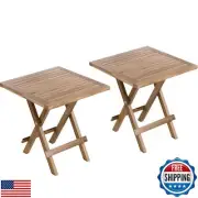 YITAHOME Acacia Wood Outdoor Side Table Set of 2, Patio Folding Square End Ta
