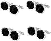 [LIFKOME] Mens Flat Front Tuxedo Shirt Double Dress Shirt Men's Cuff Links Cuff Links Mens Purple Cufflinks for Men Mens Dress Shirt Cufflink Sleeves And Collar Alloy Black
