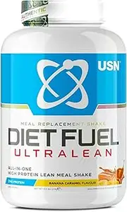 USN Diet Fuel Banana Caramel UltraLean 2 kg, Diet Protein Powders, Weight Control and Meal Replacement Shake Powder, UN208