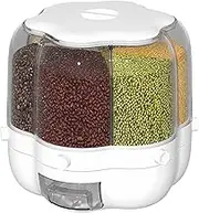 Hobngmuc Rotatable Rice Dispenser, 6 Grid Rice Storage Container, Food Dispenser Kitchen, Sealed Grain Container Storage Box For Home And Kitchen