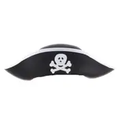 3PC Skull Print Pirate Captain Hat, Christmas Halloween Masquerade Party, Flat type Pirate Hat Performing Props