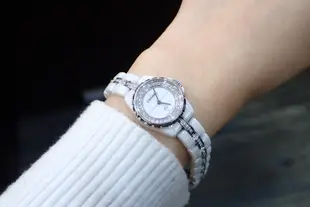CHANEL香奈兒 白色陶瓷J12石英鑽錶