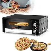 Commercial Electric Pizza Oven,1100W Pizza Maker 12" with Crumb Tray,Visual Window，122°F~572°F，Timer Control,Table Top Pizza Cooker for Hotel Restaurant Home Bake Baked