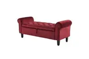 Storage Ottoman Stool Arm Bench Seat 132cm Velvet RED