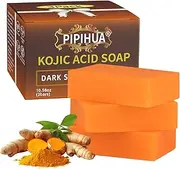PIPIHUA 3Pack Kojic Acid Soap, Soap Bars for Acne with Collagen, Turmeric, Collagen, Hyaluronic Acid 10.58oz (3 Bars)