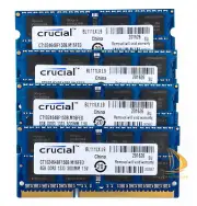 Crucial 4pcs 8GB 2Rx8 PC3-10600S DDR3-1333Mhz SODIMM Laptop Memory RAM 1.5V 32GB