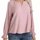 ⚡️Frye Women's Textured Long Sleeve Peasant Blouse, Mello Mauve, Small