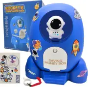 Rocket Ship Piggy Bank for Boys Money Safe Astronaut Piggy Banks for Kids Cash C