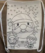 SANTA & ELVES CANVAS COLORING BACKPACK SUPER CUTE HOLIDAY FUN!! 2-PACK