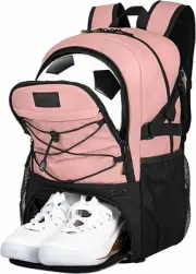 Goloni Soccer Backpack,Basketball Backpack with Ball Compartment & Light Pink