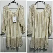SPORTSGIRL Sequin Drop Waist Dress Womens Size 14 Neutral NWT