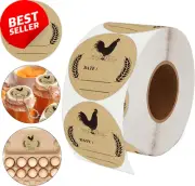 500pcs 2" Round Kraft Chicken Egg Labels for Jars & Kitchen Storage