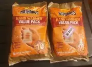2 Packs Hot Hands Hand Warmer Value Pack 10 Count Each (20 Pairs Total) exp 4/28