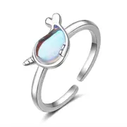 3PCS Copper Woman Fashion Jewelry Dolphin Little Whale Ring Size Adjustable Ring