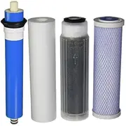 Reverse Osmosis Deionization (RODI) 10" Replacement Filter Kit (Sediment Cartridge, Carbon Cartridge, Color Indicating DI Cartridge Filled with MBD-30 Nuclear Grade Resin and 150 GPD Membrane) by CFS