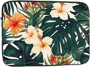 Laptop Case Sleeve Tropical Summer Hawaiian Flower Palm Leaves Laptop Bag Computer Carrying Case 13 Inch Notebook Cover
