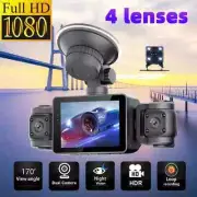 3/4 Channel Night Vision Car Dash Cam 1080P Front Rear Inside DVR Camera Monitor