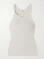 [ÉTERNE] ÉTERNE - Ribbed Cotton-jersey Tank - Off-white - small small Off-white