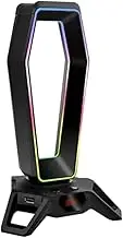 Headset Stand Headset Holder RGB Headset Stand Multi-Functional Headphone Holder Hanger Display Shelf with 3 USB 2.0 / Virtual 7.1 Surround Desktop Headset Holder (Color : Black)