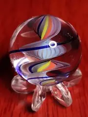 .90" Gorgeous Rainbow Glass Swirl Contemporary Studio Art Marbles -Collector