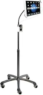 Gooseneck Floor Stand – CTA Heavy-Duty, Secure and Height-Adjustable Gooseneck Floor Stand for iPad 10th Gen 10.9"- iPad 7/8/9 Gen 10.2"- iPad Air - Surface Pro 4 - & 7-13" Tablets - Silver (PAD-SHFS)