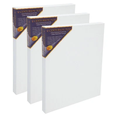 Centurion DLX Acrylic Linen Stretched Canvases - 1.5" Deep - [3 Pack - 14x18"]