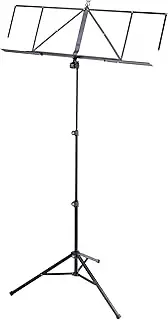 K&M - Konig & Meyer 10062.015.55 Music Stand Robby Plus - Extra Wide Expandable Desk - Sturdy Base - Adjustable Height - Compact - Professional Grade for Musicians - German Made - Black