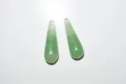 Tear Drop Carved Green Jade Stone Pair 2.1cm Brand New