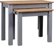 vidaXL Grey Solid Pine Wood Nesting Tables Set | Scandinavian Style, Suitable for Living Room, Hand-Crafted, Space-Saving Design - Panama Range