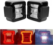 Compatible for JK Wrangler LED Taillight Tail Lamp Compatible for Jeep Wrangler JK 2007-2017 Car Rear Bumper Parking Back Up Reverse Brake Lights(USA Version Black)