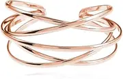 [FUTIMELY] Boho Chunky Cuff Bracelet for Women,Gold/Silver/Rose gold Multi-layer Cross Wire Bangle Bracelets Open Adjustable Wide Cuff Bracelet Fashion Statement Jewelry