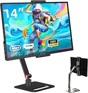 14 Inch Touchscreen Portable Monitor 1200P Slim and Lightweight Bezel Less FHD IPS HDR Gaming Monitor, Laptop Travel Sub-Monitor with Built-in Speakers and VESA for Laptop Mac PC Xbox PS4/5 Switch