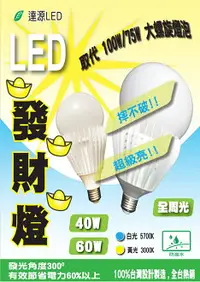 在飛比找樂天市場購物網優惠-發財燈/取代75W螺旋燈泡 超亮LED 60W 球泡 全電壓