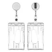 Vertical Clear Badge Holders and Retractable Round Badge Reel Clips, Transpar...