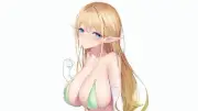 Anime original characters pointy ears simple background Playmat Gaming Mat Desk