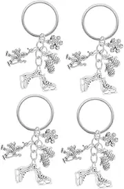 GANAZONO Skating Accessories Set 4 Snowflake Keychains Ice Skating Charm Fashion Keychain