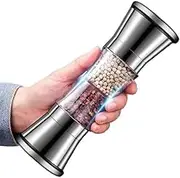 Stainless Steel Two-in-One Pepper Grinder - Double-Head Manual Spice and Sea Salt Mill for Kitchen Use