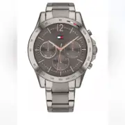 NWT TOMMY HILFIGER Women's Gunmetal-Tone Stainless Steel Bracelet Watch 38mm