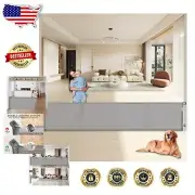 140-Inch Retractable Baby Gate - Extra Wide Mesh Safety Gate for Kids & Pets
