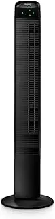 De’Longhi Oscillating Tower Fan DETF111.BK with Ioniser for Better Air Quality, 3 Fan Speeds, Led Display, Auto-Off Settings and Remote Control, Black