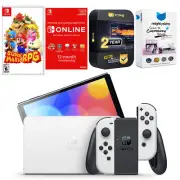 Nintendo Switch White OLED + Super Mario RPG Game + NSO 1 Year Family Membership